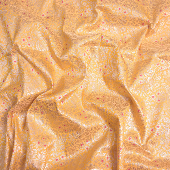 Warm Mustard Silk Meena Zari Brocade | B-22-184