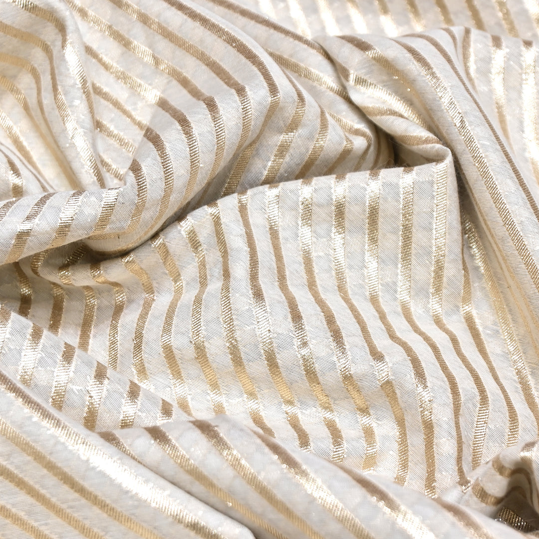 Banarasi Chanderi Gold Mat Zari Fabric – Premium Designer Ethnic Wear Fabric 000313-1
