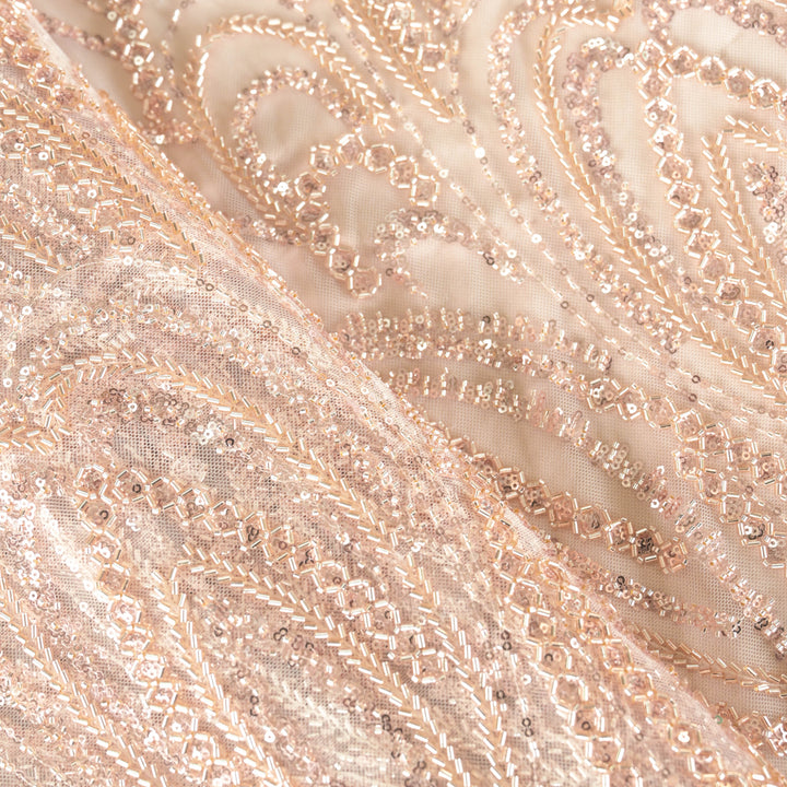 Baby Pink Imported Net Fabric with allover Zari & Cutdana Embroidery