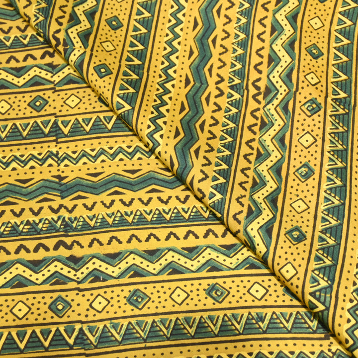 Corn Yellow Modal Satin Fabric in Digital Print.