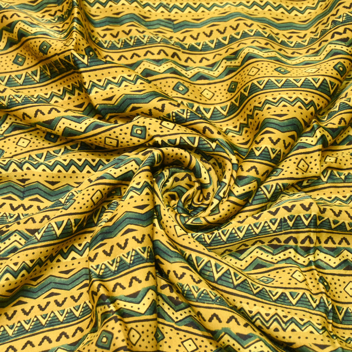 Corn Yellow Modal Satin Fabric in Digital Print.