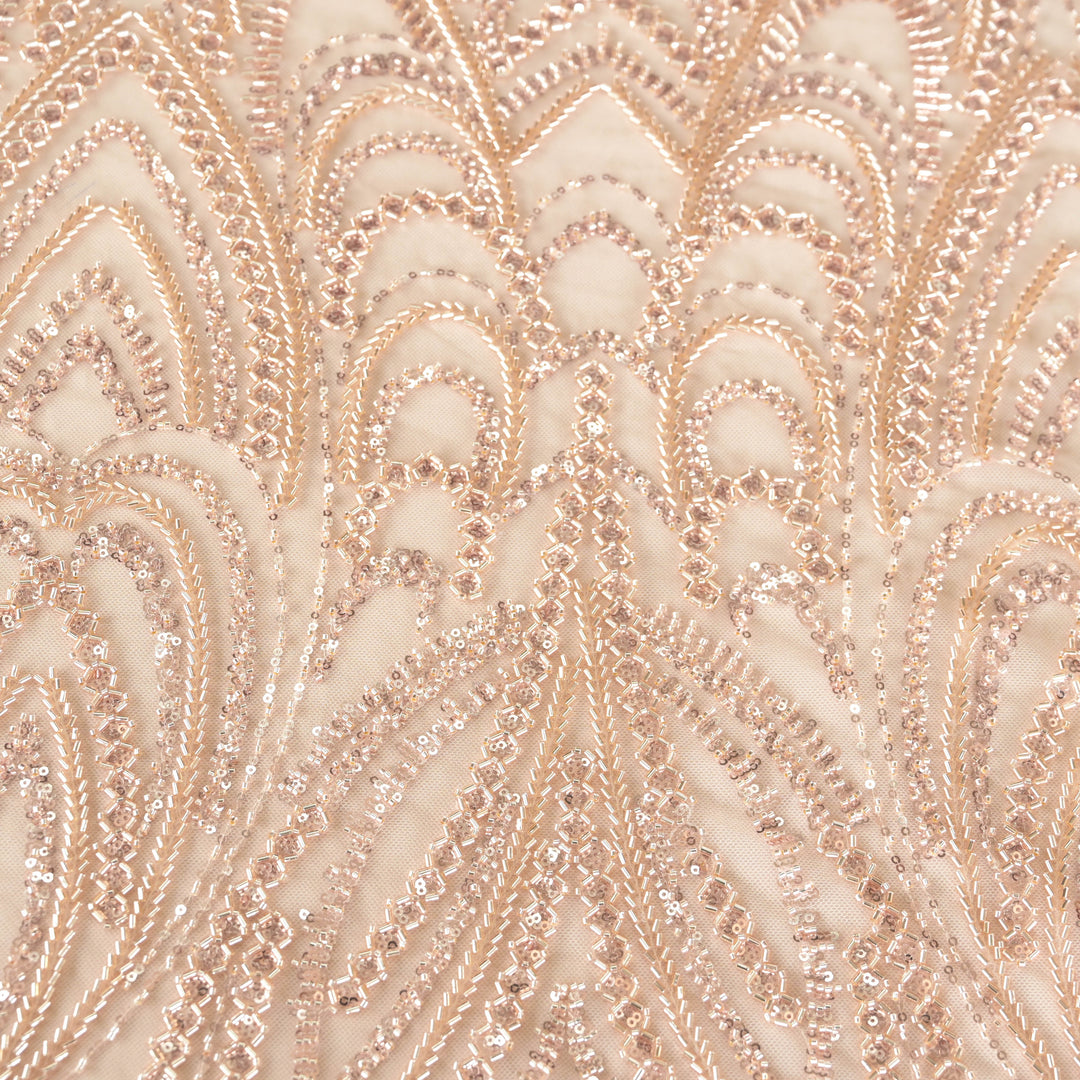 Baby Pink Imported Net Fabric with allover Zari & Cutdana Embroidery