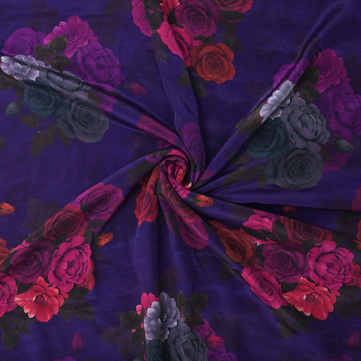Violet Floral Printed Crepe Fabric | 30-2691V