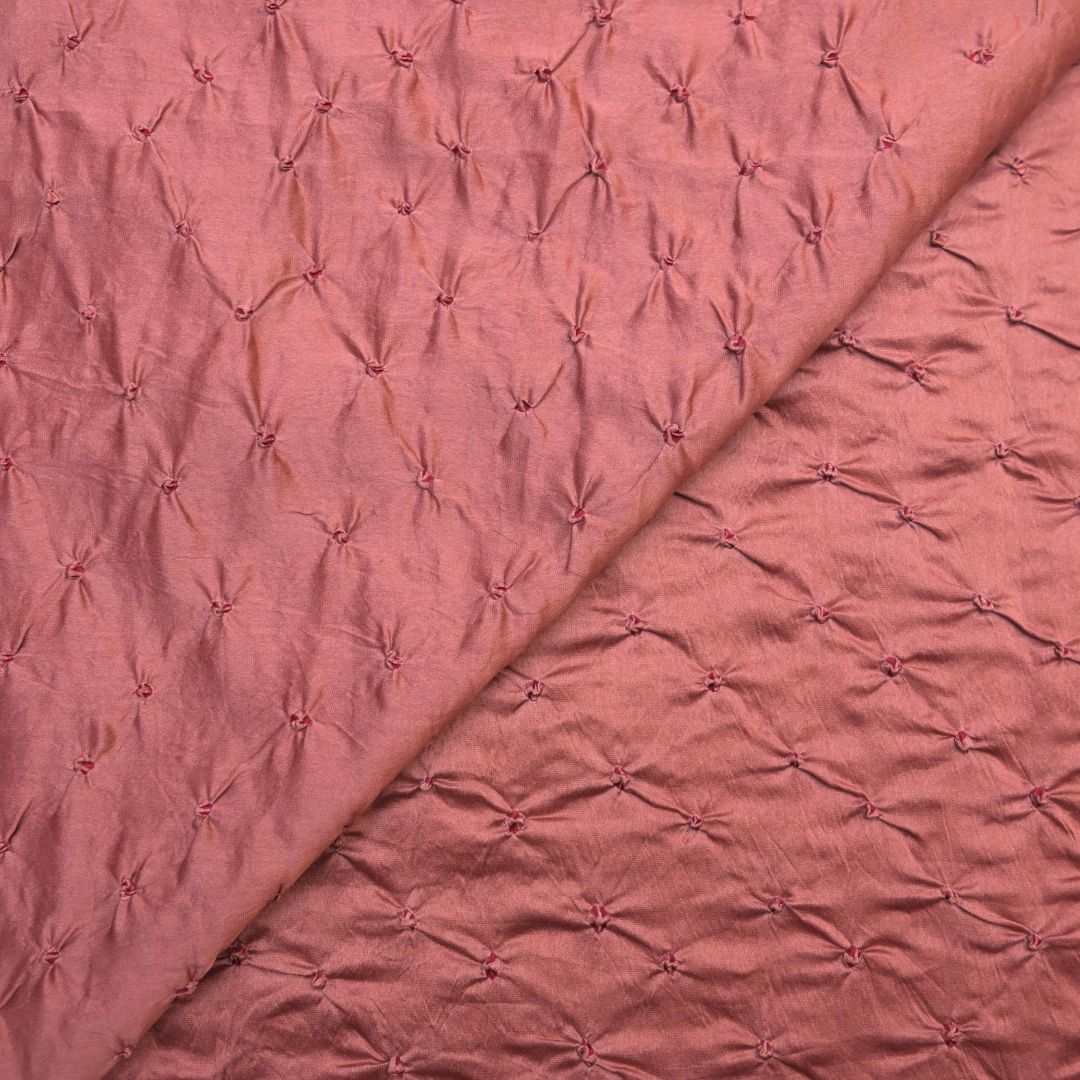 Blush Pink Pure Silk Chanderi Bandhni Fabric | CN-79-1076