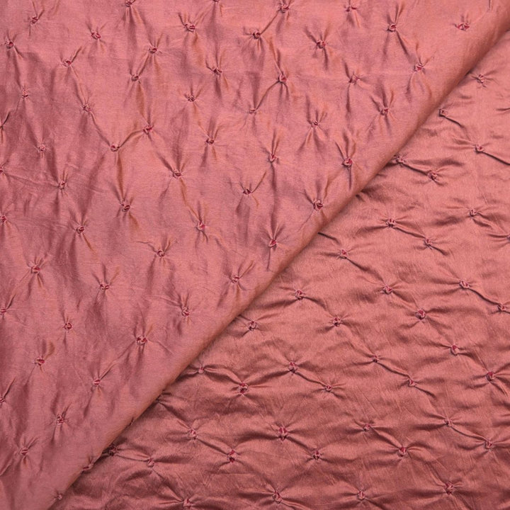 Blush Pink Pure Silk Chanderi Bandhni Fabric | CN-79-1076