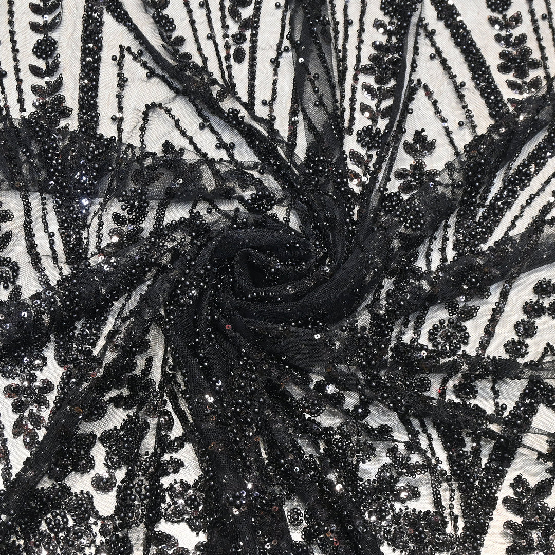 Imported Heavy Beaded & Sequin Embroidery Net Fabric- 8821330-01