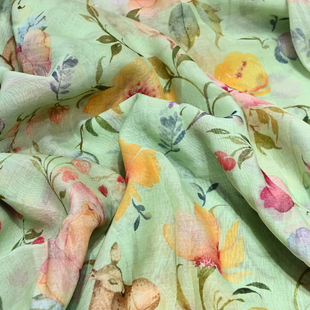 Mul Chanderi Digital Print Fabric - Soft Lightweight Designer Fabric GT0185-1A
