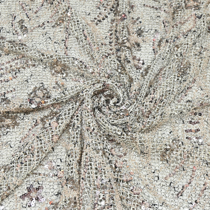 Beautiful Imported Net Cut Dana & Sequins Embroidery Designer Fabric EC1533-2A