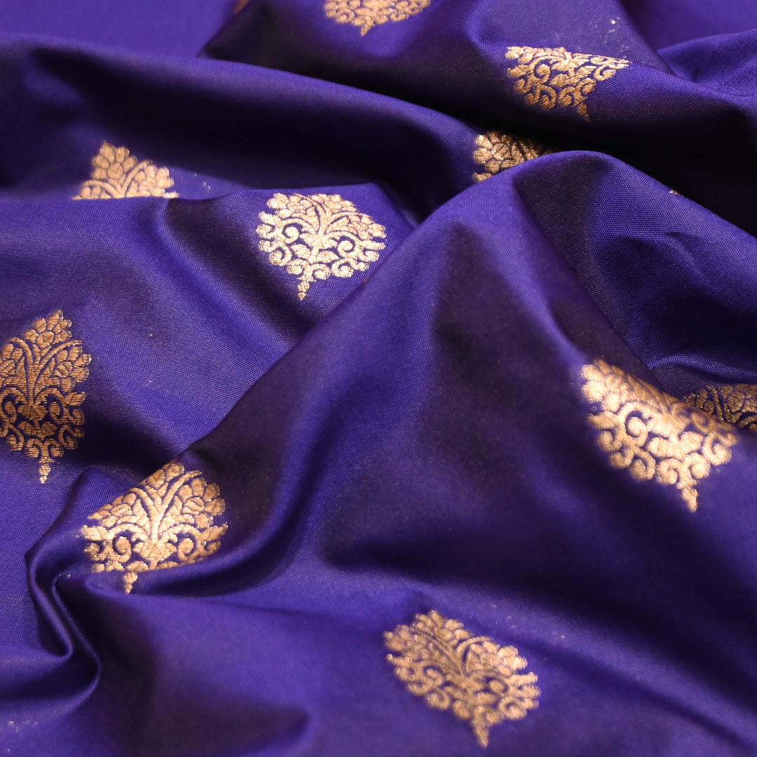 Purple Monster Color Katan Silk Zari Buti Brocade Fabric