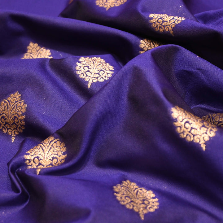 Purple Monster Color Katan Silk Zari Buti Brocade Fabric