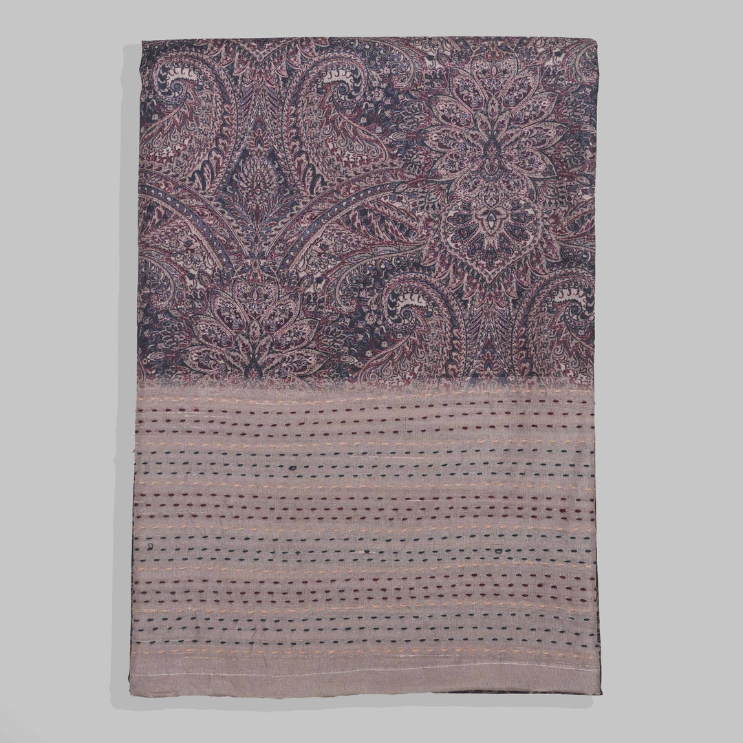 Burgundy Faux Tussar Silk Unstitched Suit Set