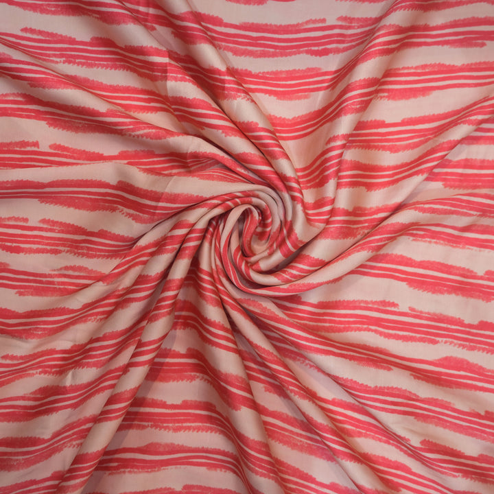 Dark Pink Modal Satin Fabric in Digital Prints