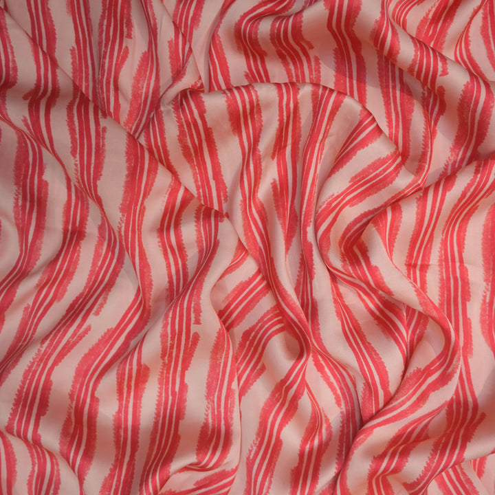 Dark Pink Modal Satin Fabric in Digital Prints