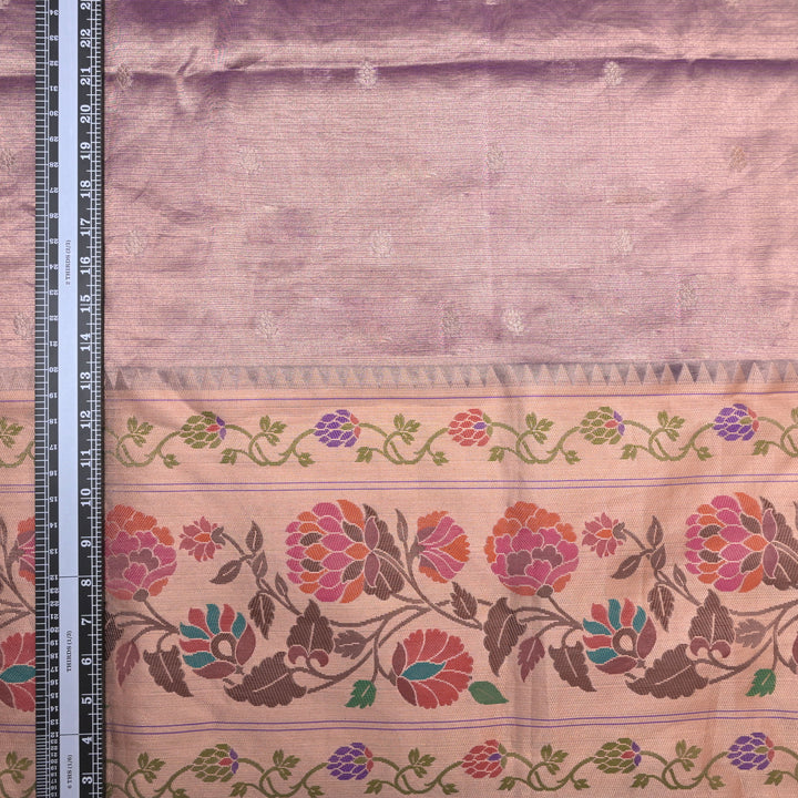 Violet Brocade Tissue Fabric with Threadwork Embroidery
