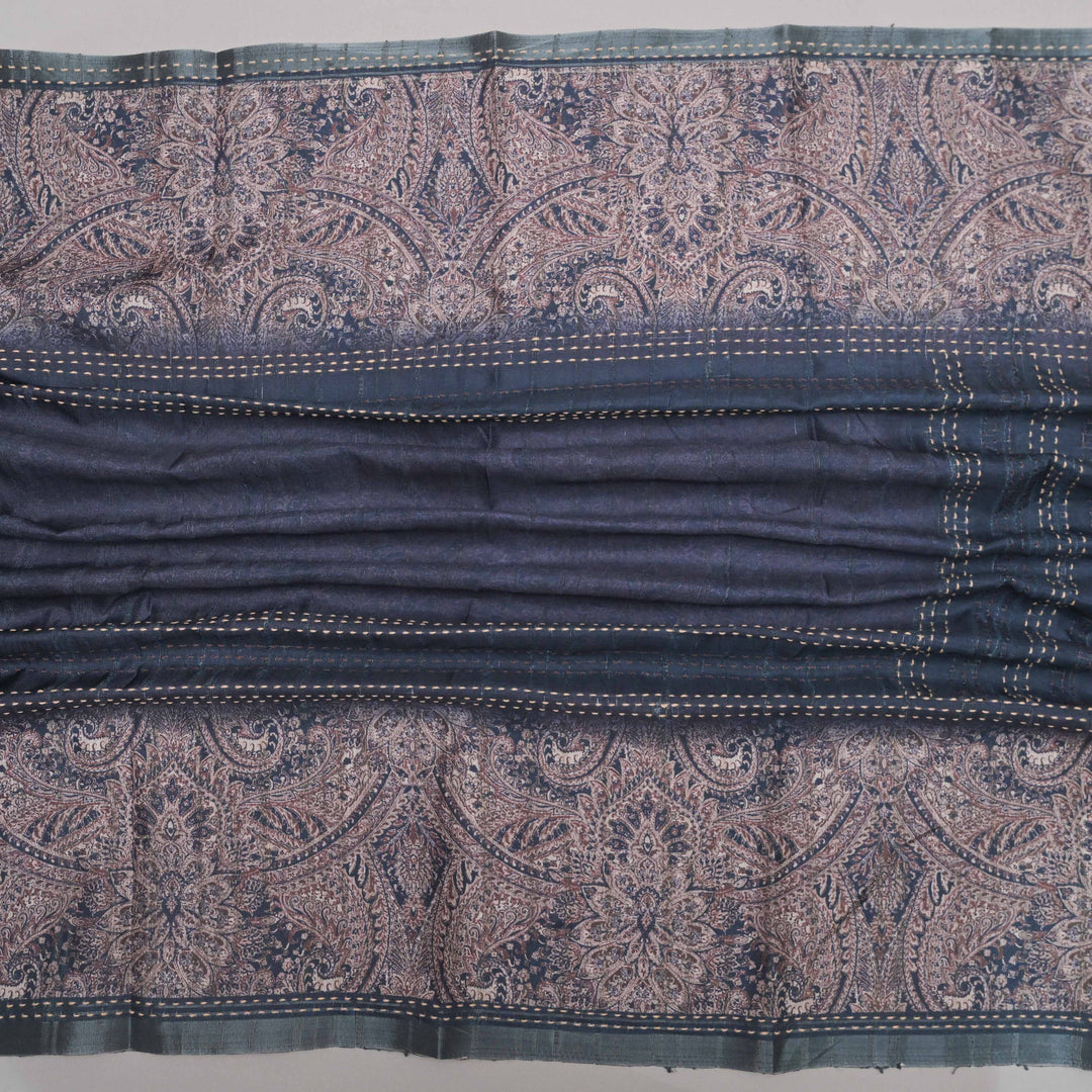 Burgundy Faux Tussar Silk Unstitched Suit Set