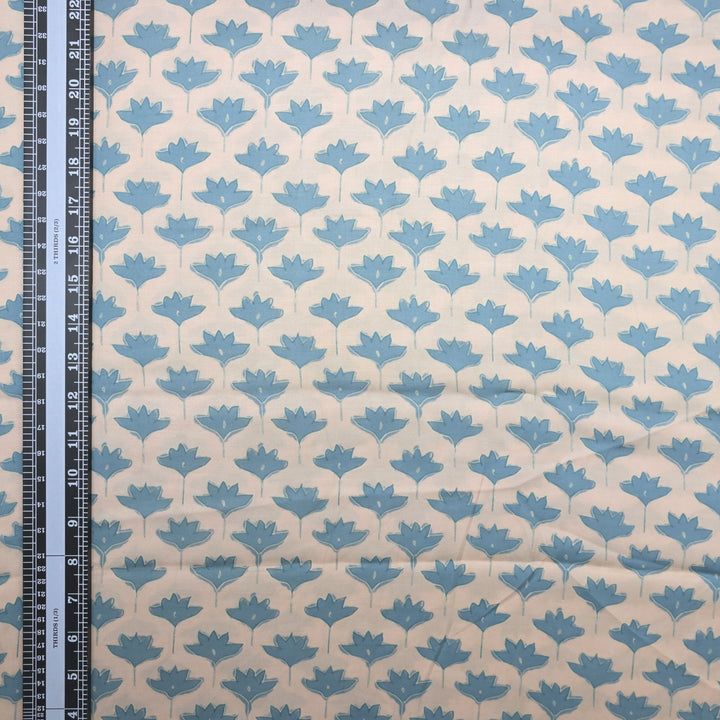 Ivory Modal Satin Fabric in Digital Print