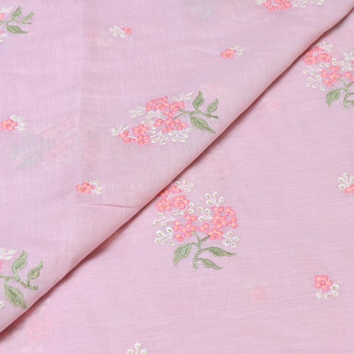 BLUSH PINK COLOR MUL CHANDERI THREAD EMBROIDERY FABRIC - GP4822- 01