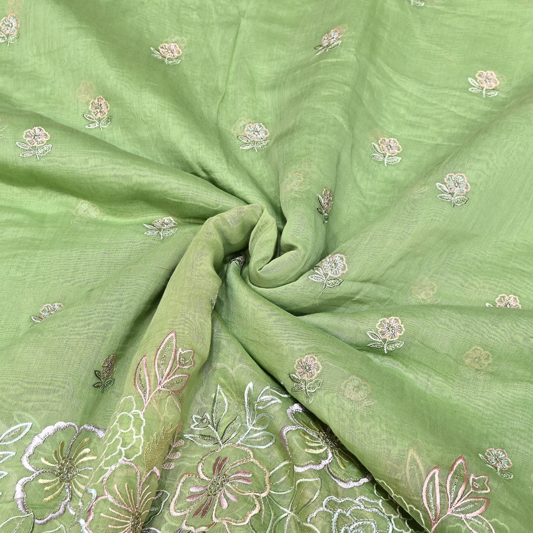 Mul Chanderi Floral Thread & Zari Embroidery Fabric – Designer Summer Fabric HC0041-4