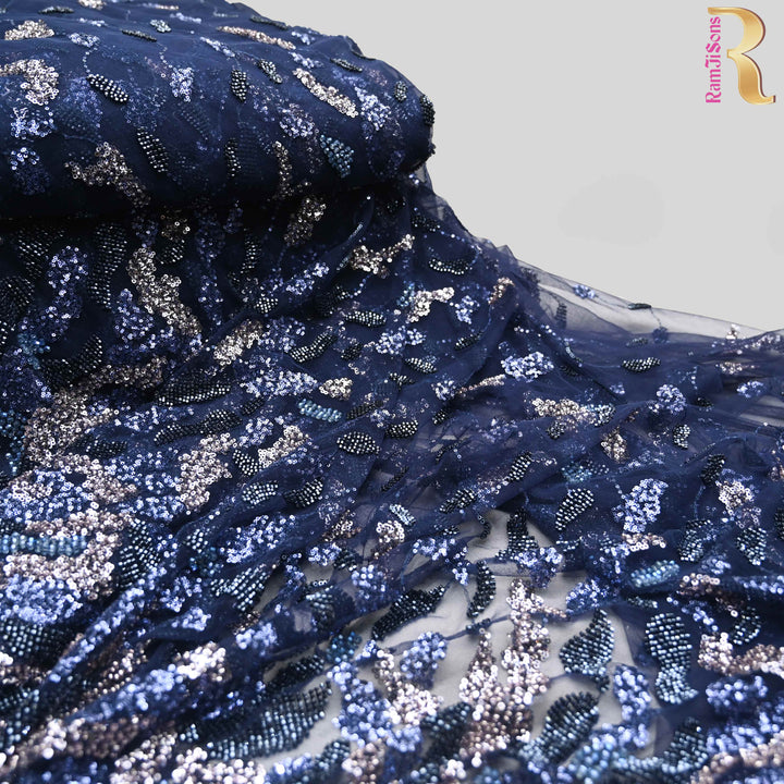 Navy Blue Net Imported Embroidery Fabric.|21750