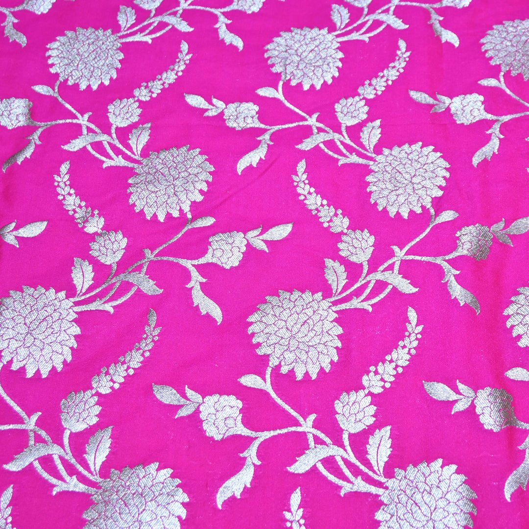 Magenta Tanchui Silk Brocade Fabric.