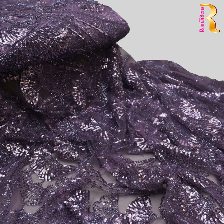 Deep Plum Net Imported Embroidery Fabric.| 20T25-5