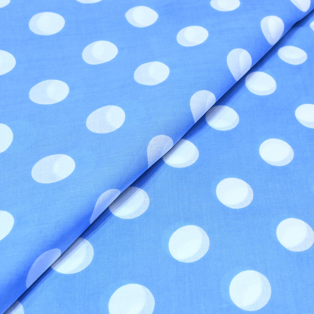 Premium Cotton Polka Dot Printed Fabric - Soft Breathable Designer Cotton Fabric - 000350-1a