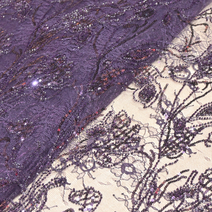 Beautiful Imported Net Cut Dana & Sequins Embroidery Designer Fabric EB1533-2
