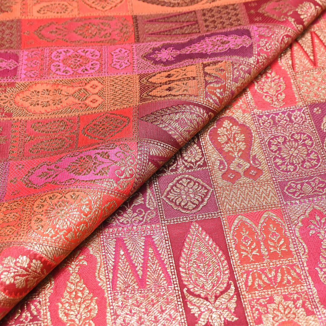 Multi Rangoli Brocade Fabric – Premium Zari Woven Designer Brocade Fabric 001006-A16