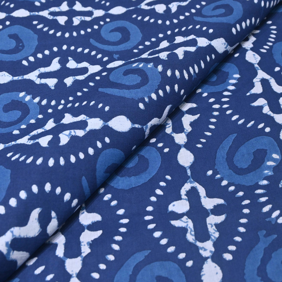 Indigo Blue Cotton Printed Fabric