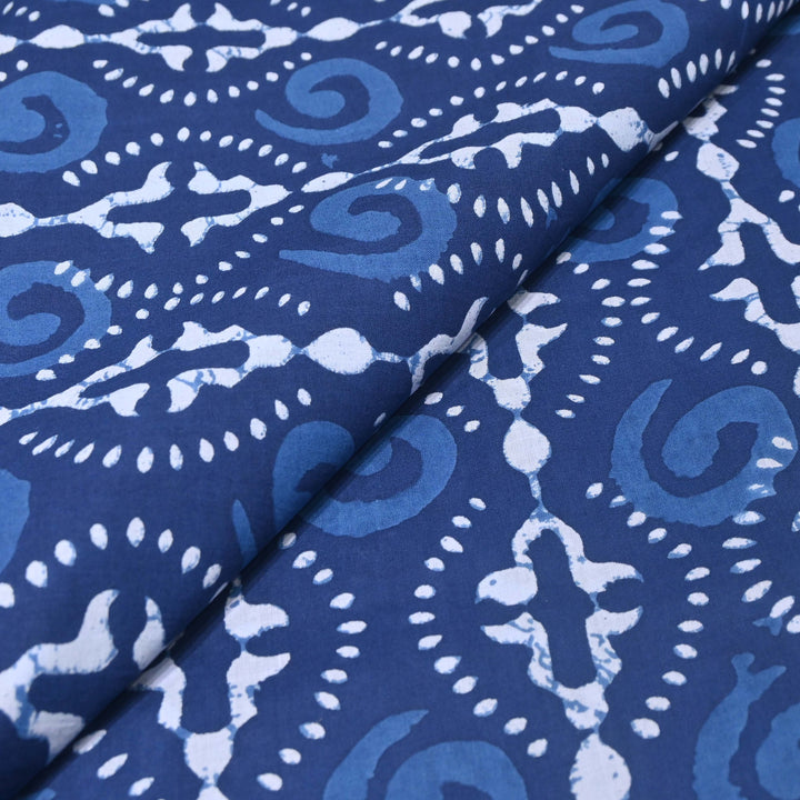 Indigo Blue Cotton Printed Fabric