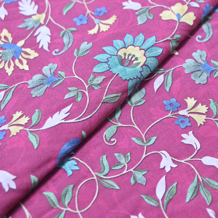 Plum Purple Omura Cotton Floral Vine Print