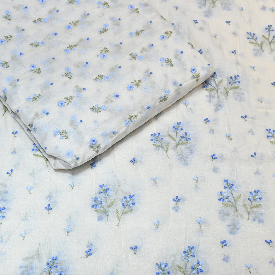 Dyeable Mul Chanderi Thread Embroidery Fabric – Soft Summer Designer Fabric-MF8212-1
