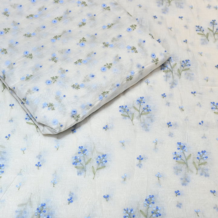 Dyeable Mul Chanderi Thread Embroidery Fabric – Soft Summer Designer Fabric-MF8212-1