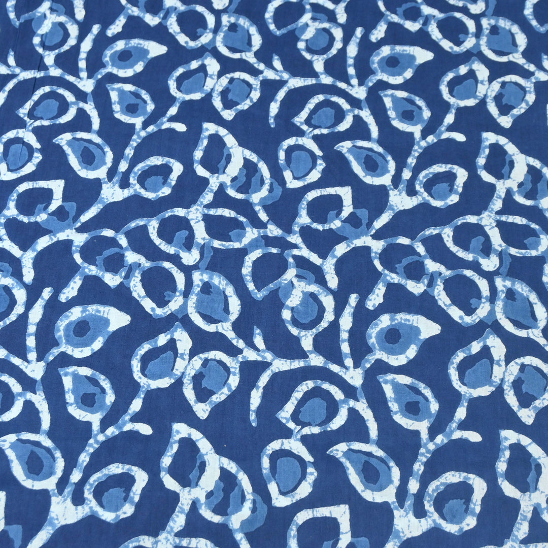 Indigo-White Cotton Printed Fabric