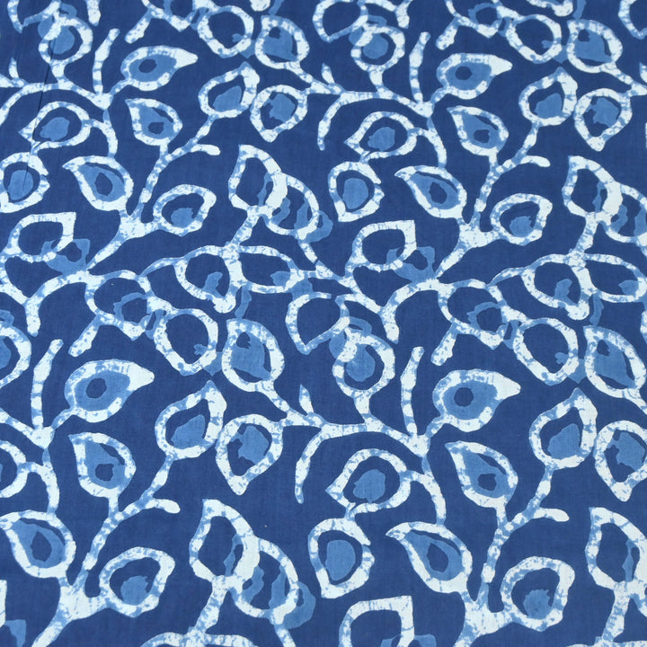 Indigo-White Cotton Printed Fabric