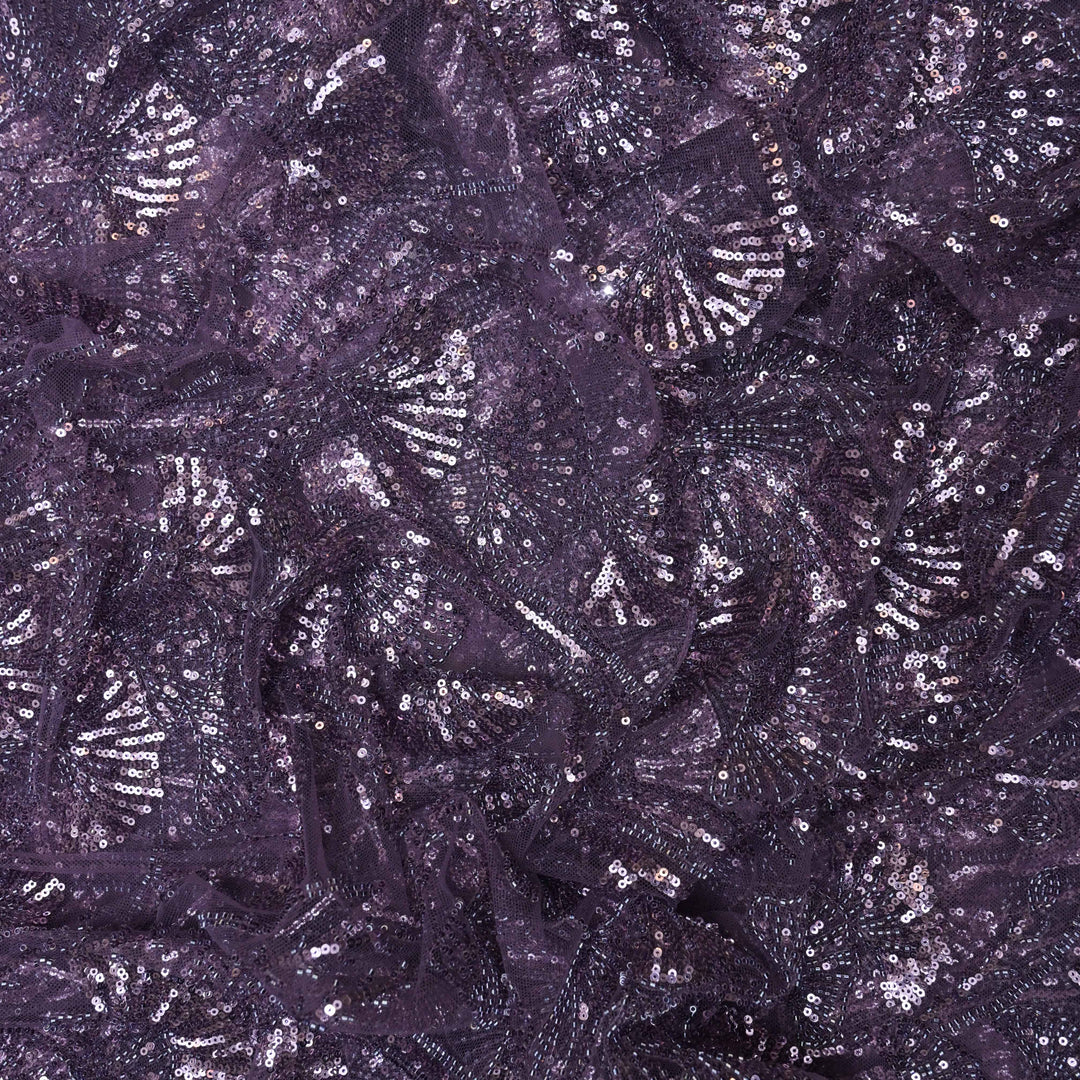 Deep Plum Net Imported Embroidery Fabric.| 20T25-5