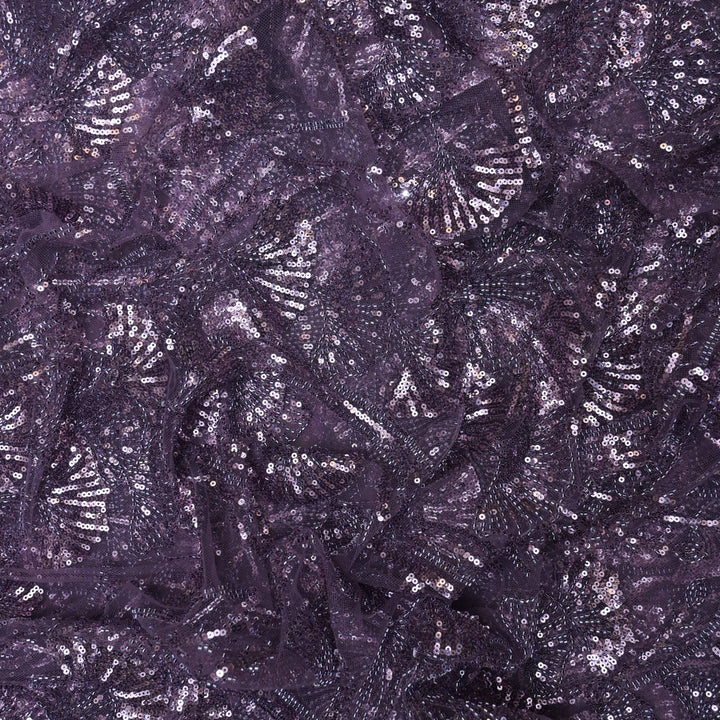 Deep Plum Net Imported Embroidery Fabric.| 20T25-5