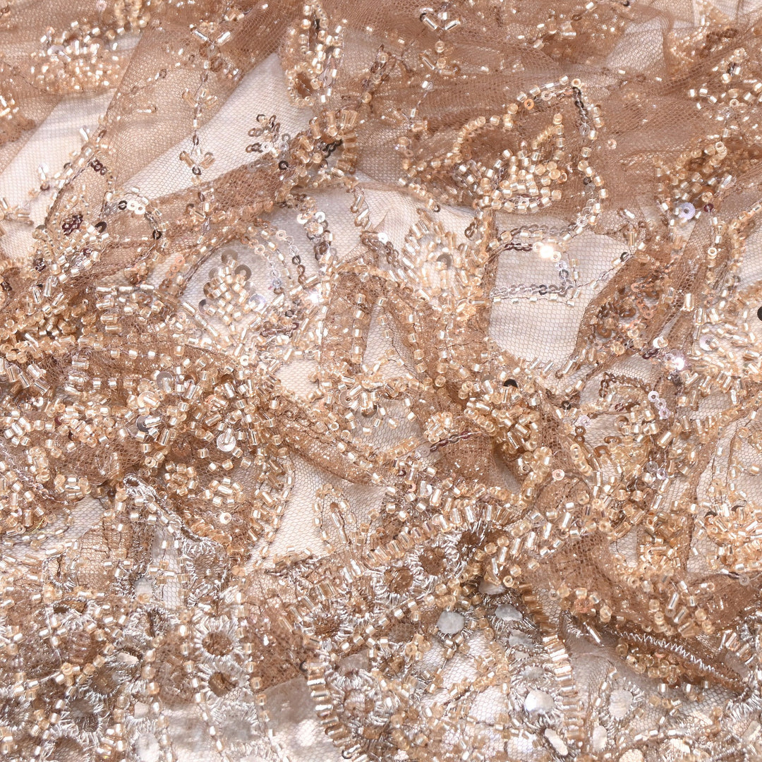 Premium Imported Heavy Beaded & Sequin Embroidery Net Fabric- 8828238-02