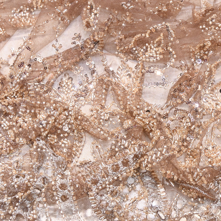 Premium Imported Heavy Beaded & Sequin Embroidery Net Fabric- 8828238-02
