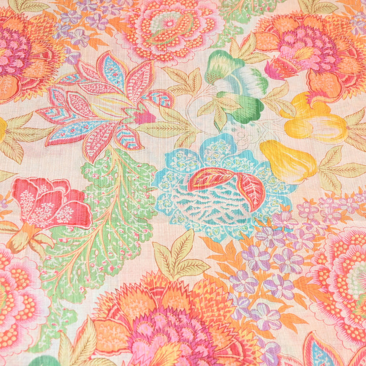 Multi Color Crush Muslin Digital Print Fabric – Soft Designer Muslin Print Fabric- COO145-12