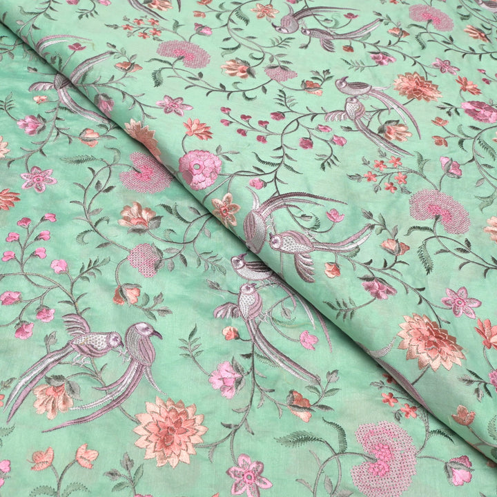 Silk Chanderi Multi Thread Embroidery Fabrics