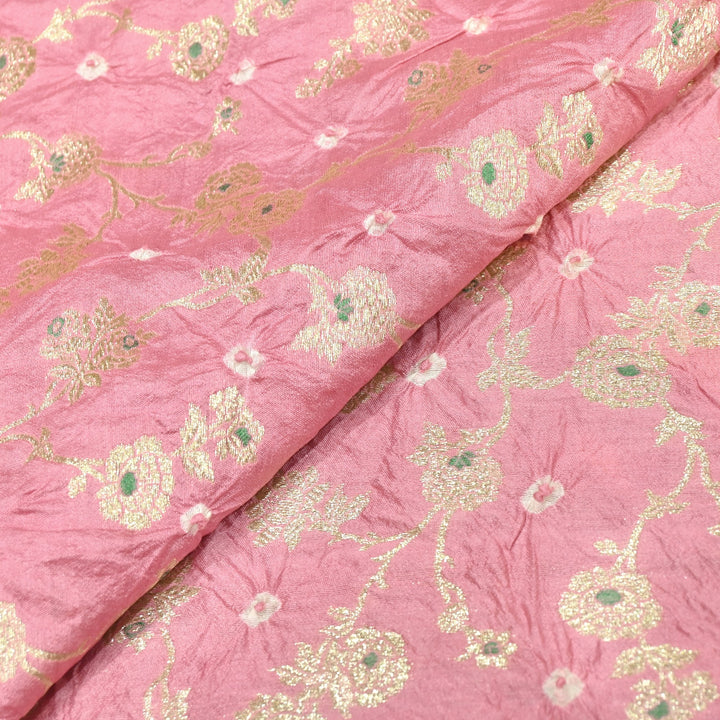 Pure Chiniya Silk Meena Zari And Hand Bandhani Fabrics