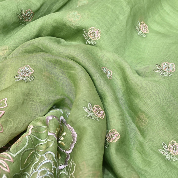 Mul Chanderi Floral Thread & Zari Embroidery Fabric – Designer Summer Fabric HC0041-4