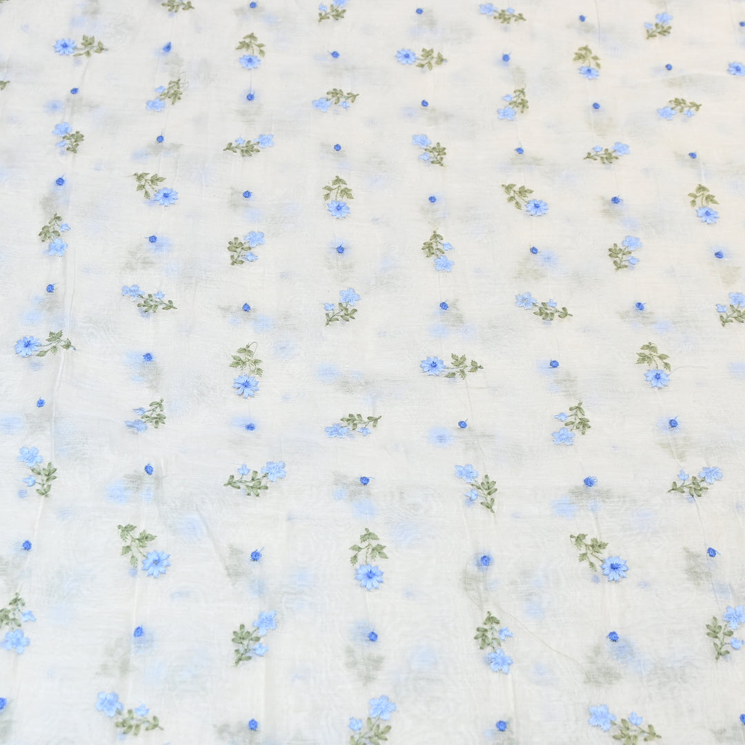 Dyeable Mul Chanderi Thread Embroidery Fabric – Soft Summer Designer Fabric-MF8209-1
