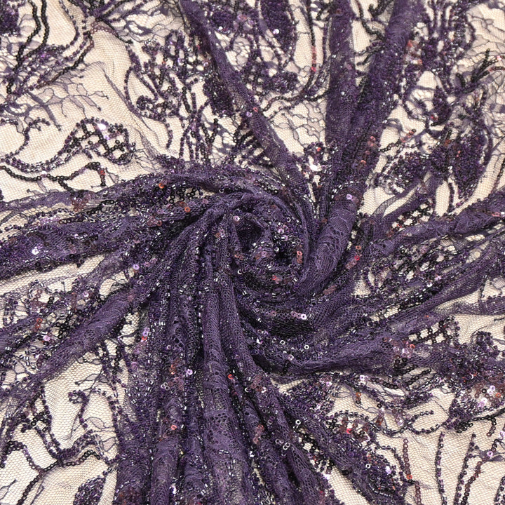 Beautiful Imported Net Cut Dana & Sequins Embroidery Designer Fabric EB1533-2