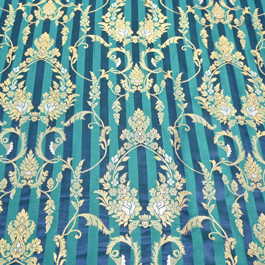 Aqua Blue Mina Zari Brocade Fabric