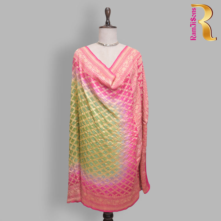 Neon-Pink Ghatchola Bandhani Dupatta