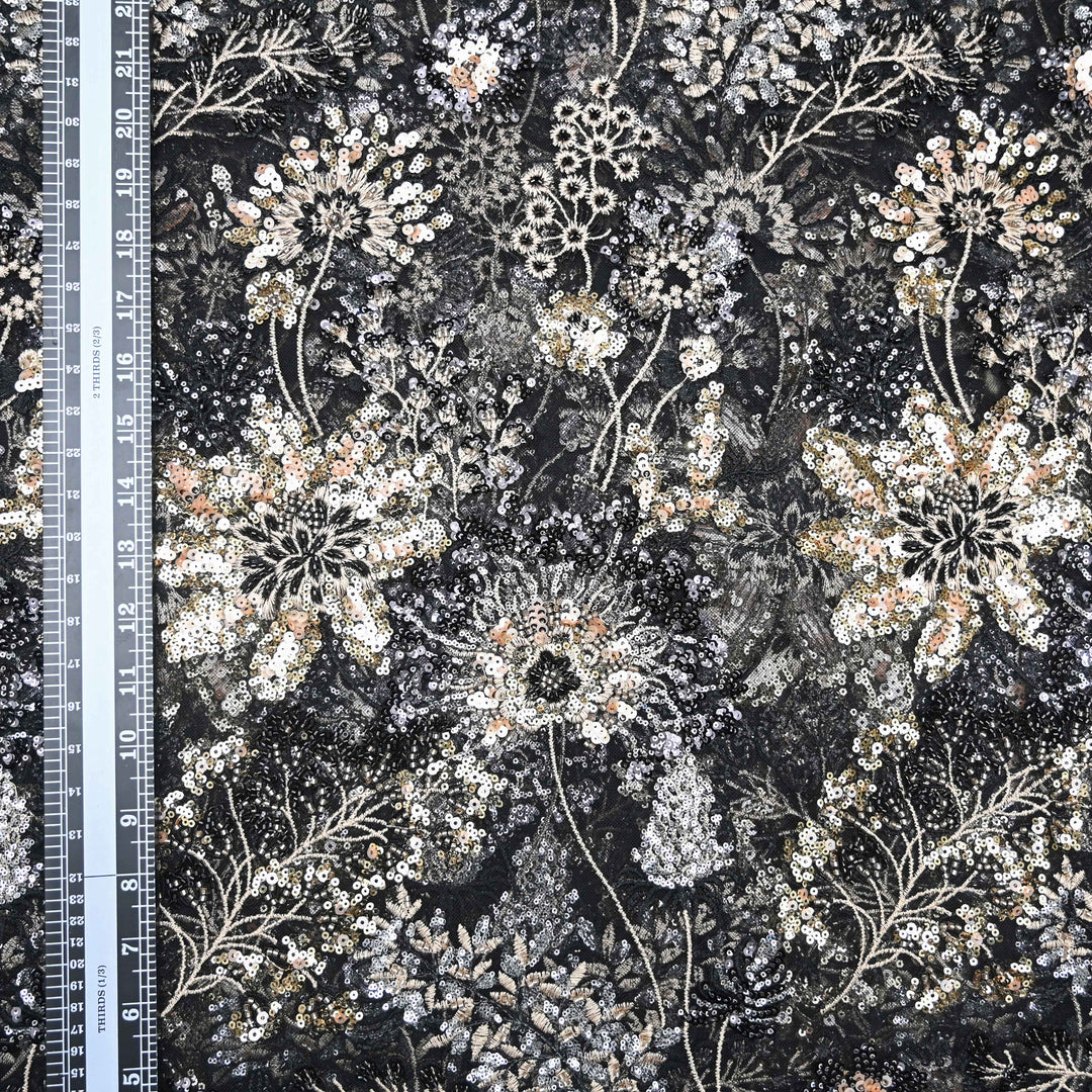 Black Net Imported Embroidery Fabric.|21T95