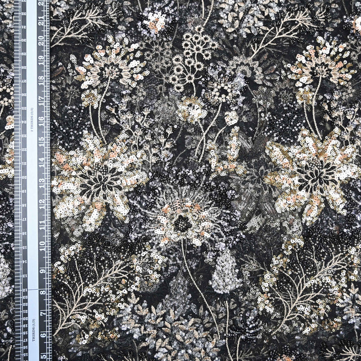 Black Net Imported Embroidery Fabric.|21T95