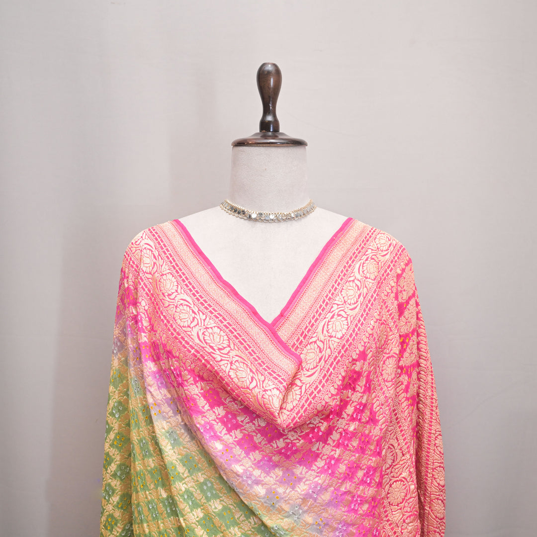 Neon-Pink Ghatchola Bandhani Dupatta